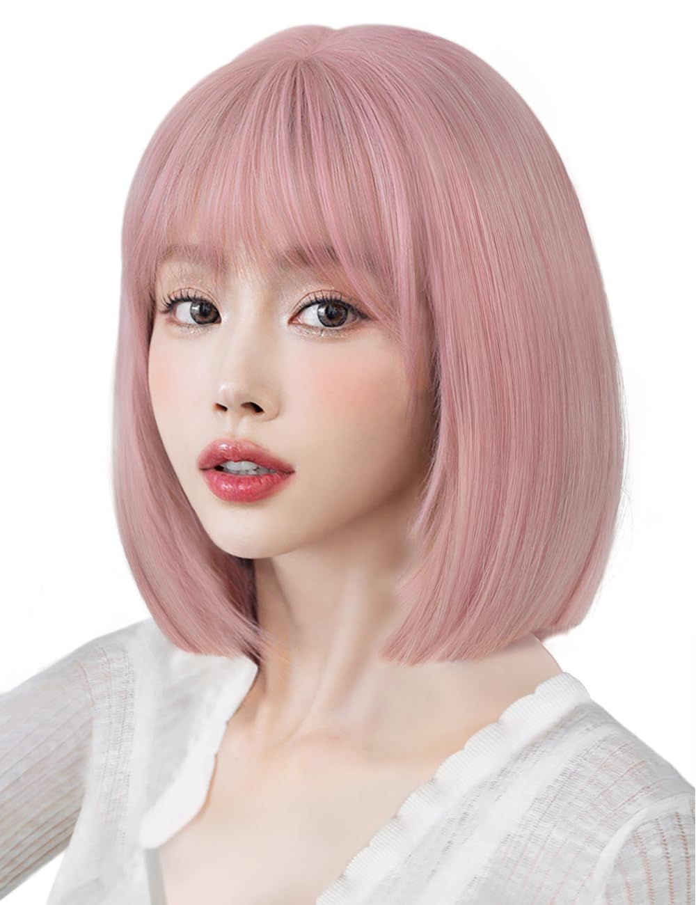 かつら 女装 女性用 レディース ストレート おしゃれ wig 原宿系 フルウィッグ 可愛い ショート 自然 ピンク 日常用 ボブ 小顔効果 Vigorousウィッグ ネット付き