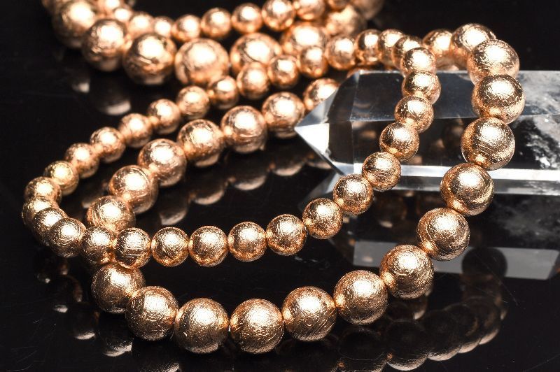 メテオライト(アルタイ隕石)10mmピンクゴールドコーティング ブレスレット