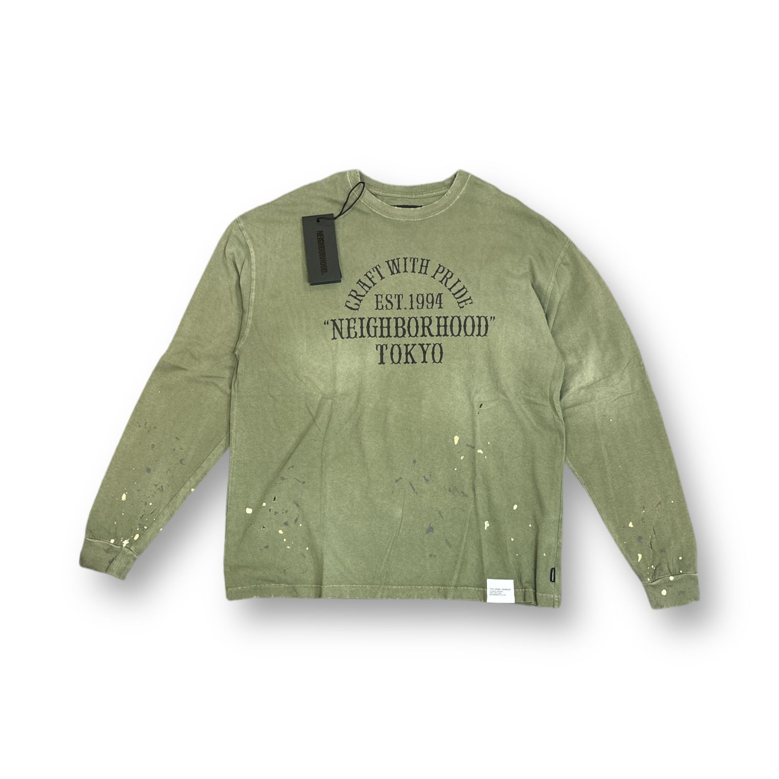 美品 Neighborhood 23AW DAMAGE CREWNECK LS ダメージ加工 クルー 
