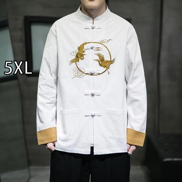 [5XL]アジアンテイスト 衣装 メンズ ファッション 服 用 オシャレ シンプル 大人 かっこいい 大きいサイズ ストリート 紳士服 漢服 長袖 シャツ ジャケット レトロ 衣装 チュニック スーツ プレート ボタン