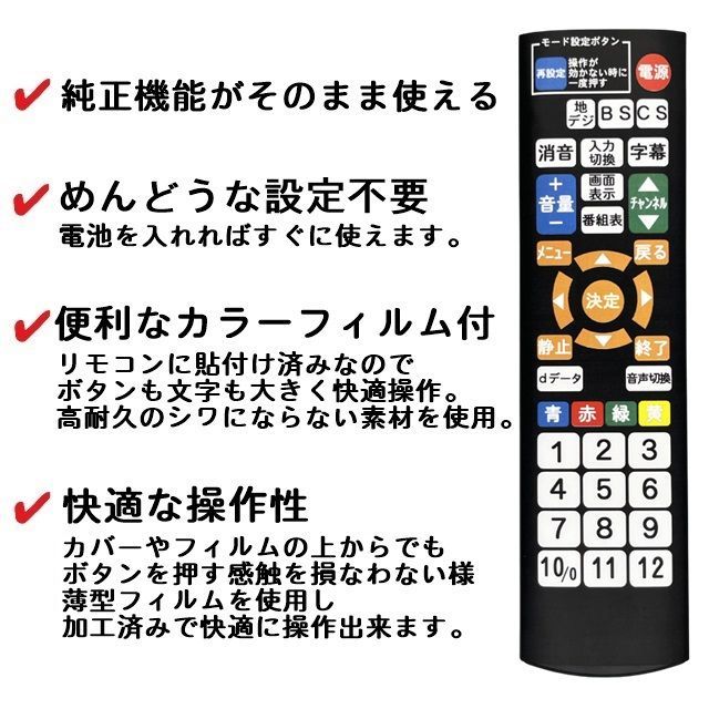 代替リモコン192】防水カバー付 TECO W3W 互換 送料無料(TA4231JS TA3231JW TA3231JWA 等用)液晶テレビ -  メルカリ