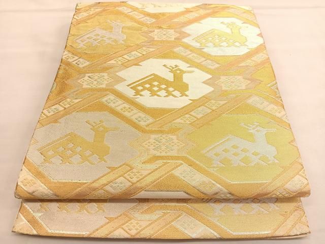 平和屋着物□六通柄 本袋帯 有栖川鹿 金銀糸 正絹 逸品
