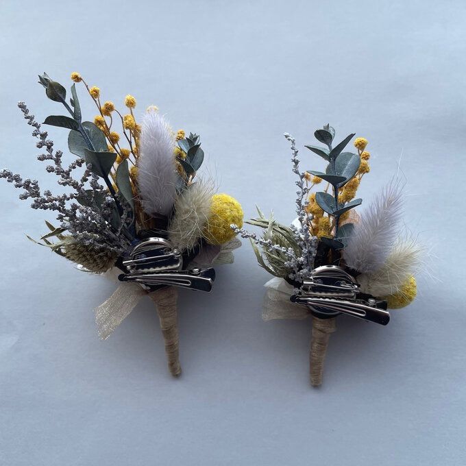 【親子コサージュ】コサージュセット　すずらん×クラスペディア 親子コサージュコサージュ2点セット ミモザ×クラスペディア×グリーン