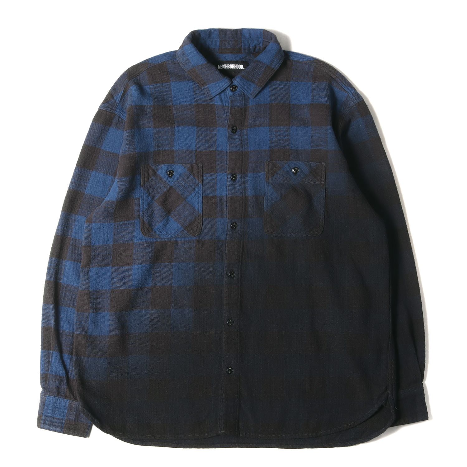 NEIGHBORHOOD ネイバーフッド シャツ サイズ:L 21SS グラデーション バッファローチェック フランネル 長袖シャツ FADE / C- SHIRT. LS ブルー ブラック 青黒 トップス カジュアルシャツ【メンズ】 - メルカリ