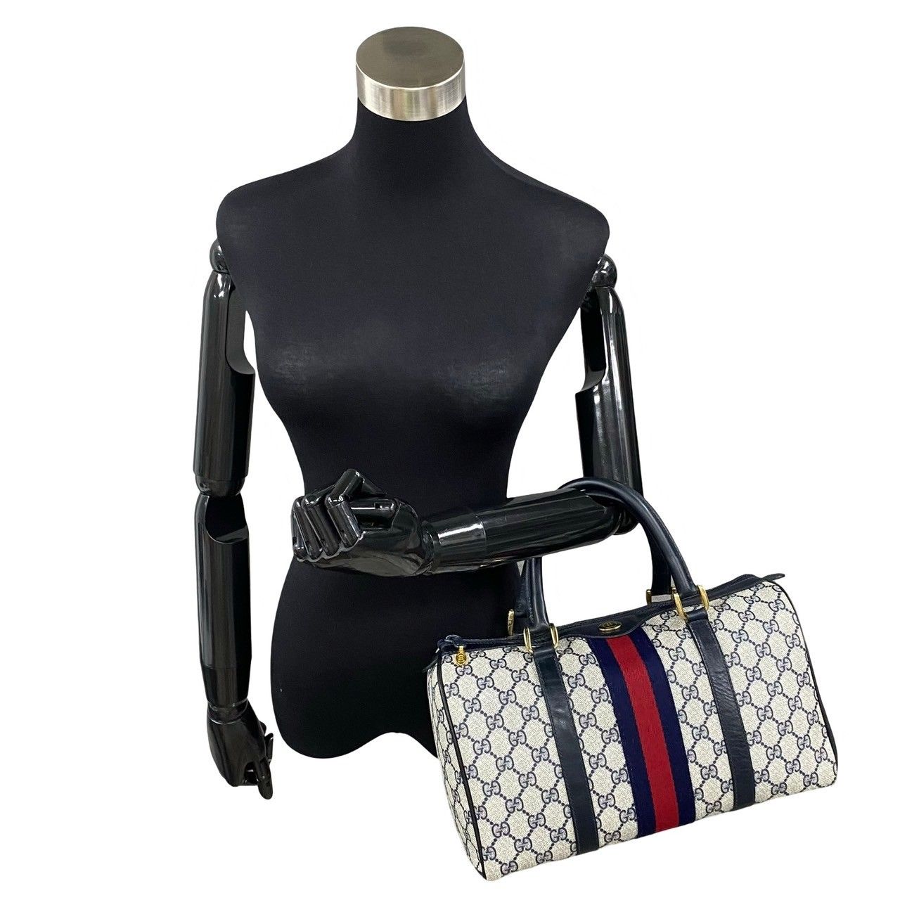 【極美品 】グッチ オールドグッチ シェリーライン ネイビー  ボストンバッグ 極 美品 袋付 GUCCI オールドグッチ ヴィンテージ シェリー