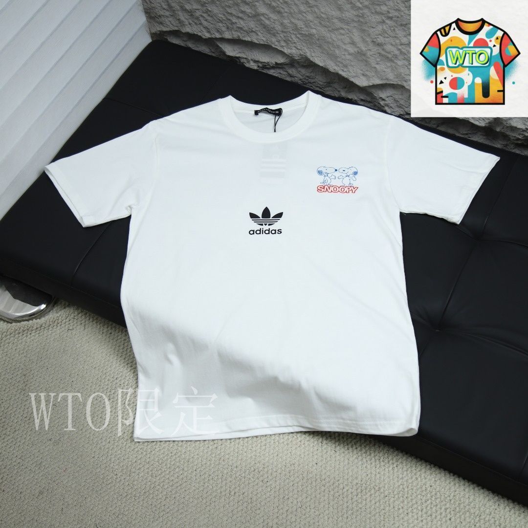 韓国 [adidas] クルーネック ライン ロゴ 半袖 Tシャツ(2color) アディダス レディース Tシャツ 半袖 トレフォイル インナー
