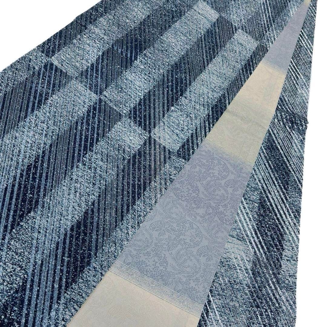 未着用 袋帯 藍香房 本藍染 縦縞 斜線 銀糸 着物 052a p - メルカリ