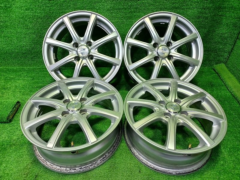 社外 エクスプラウド ﾔﾘｽ ホイール アルミ ガンメタ 15インチ 5.5J 4穴 4本 100 43