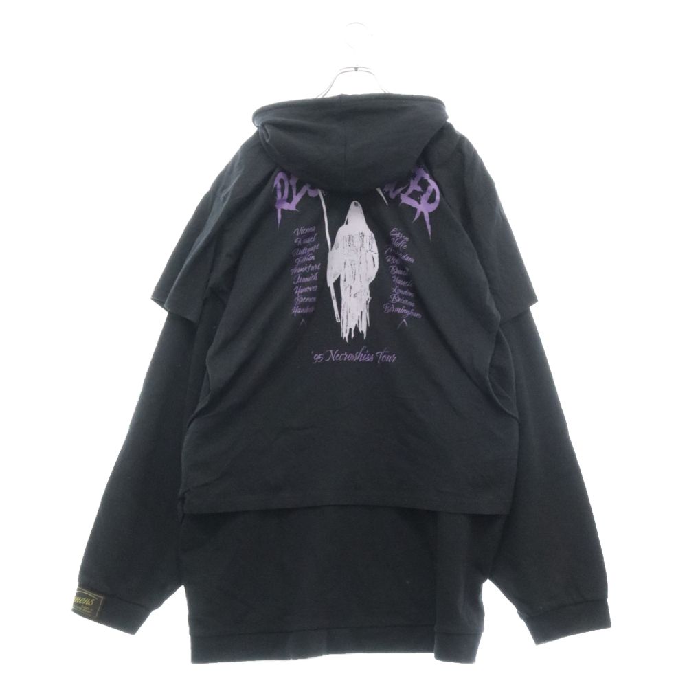 RAF SIMONS (ラフシモンズ) 22SS HOODIE DOUBLED WITH PRINTED T-SHIRT レイヤードデザイン  プルオーバーパーカー 221-175B ブラック - メルカリ