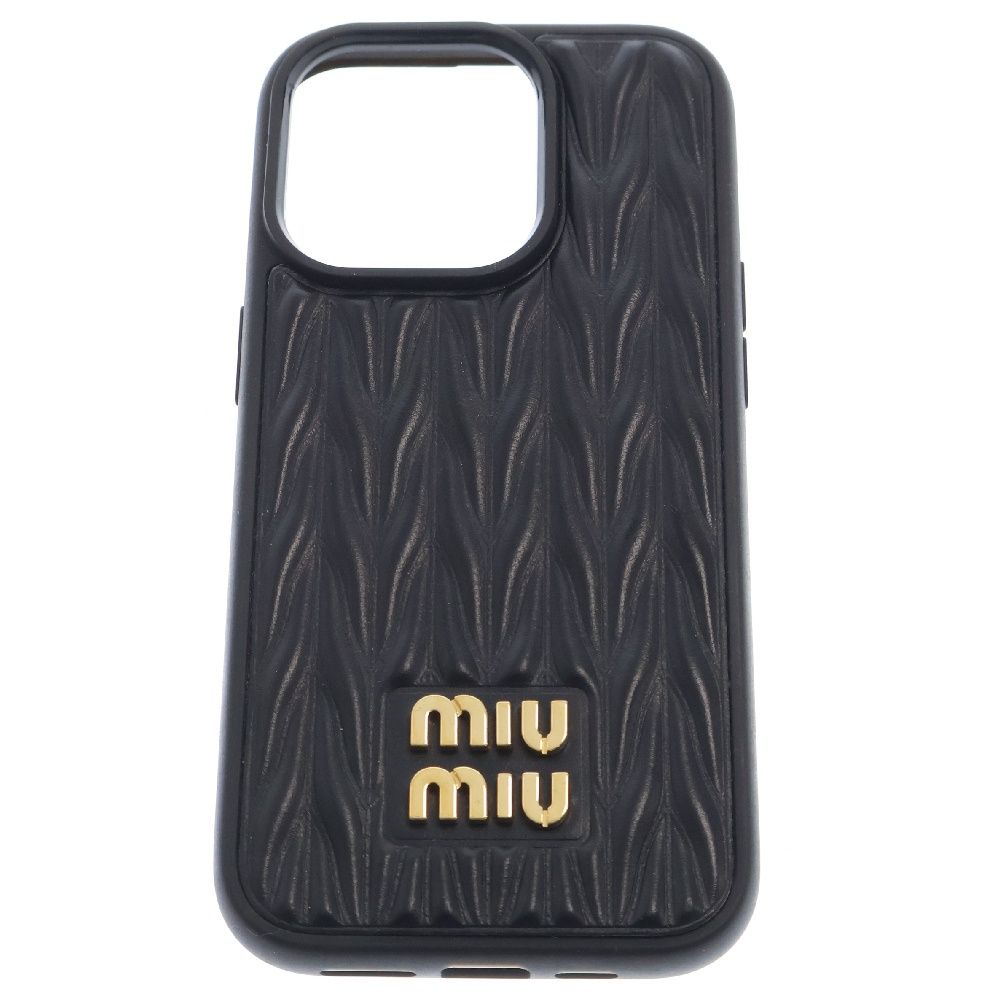 miumiu ミュウミュウ マテラッセ iPhone 14Pro スマホケース アイフォンケース ブラック 5ZH163
