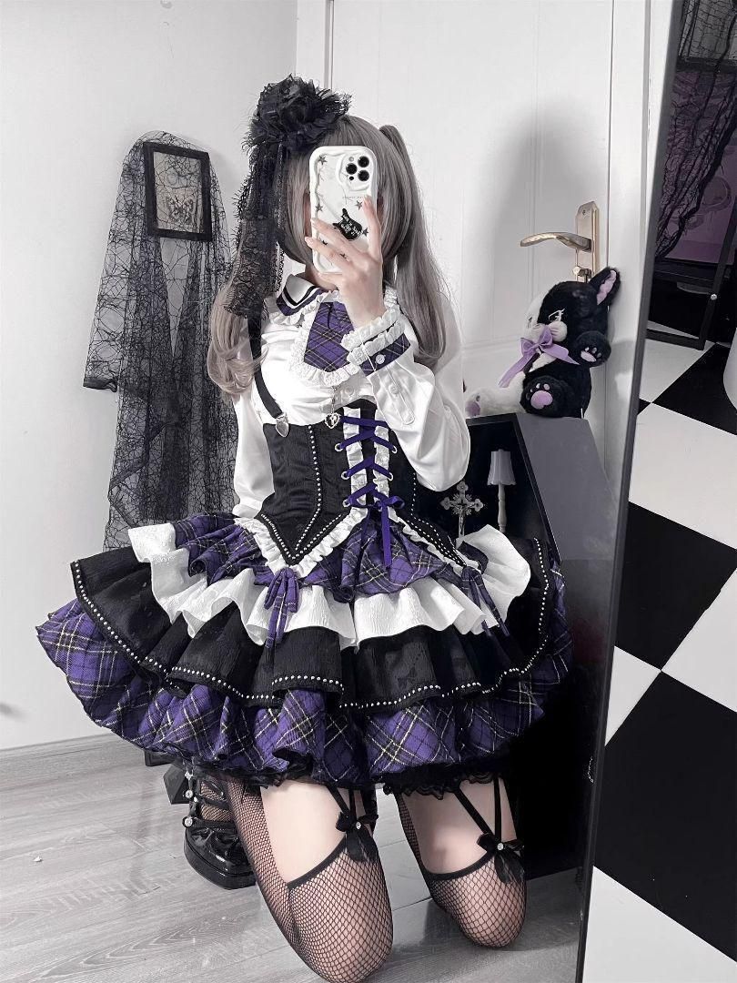 新品・未使用ロリータ??オリジナル jsk ワンピース チェック柄