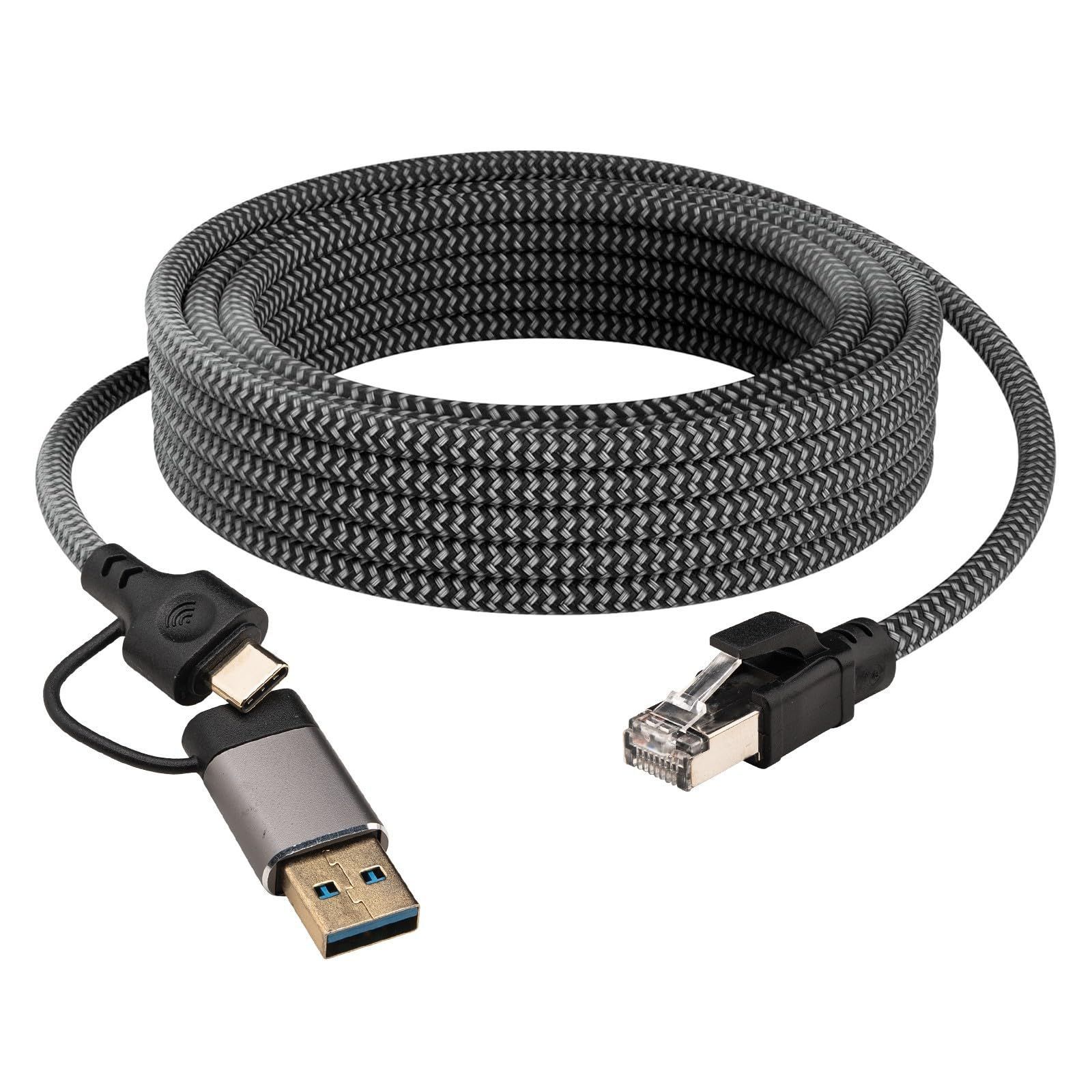 【特価商品】to A LAN 有線変換ケーブル ギガビットイーサネットType C+USB C to USB RJ45 変換ケーブル 1000M OTG機能対応 30AWG ナイロン編組 3M 有線LAN 変換ケーブル Leehitech iPhone15/1
