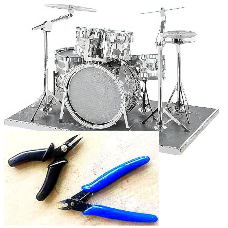 TOKIX 立体 工作キット 金属製パズル クラフト 組み立て 工作 おもちゃ オモチャ 知育 金属製 玩具 男の子 女の子 大人 入園祝い 新年 ギフト 誕生日 クリスマス プレゼント 贈り物 インテリア 立体工作キット ドラムセット (工具付) 1