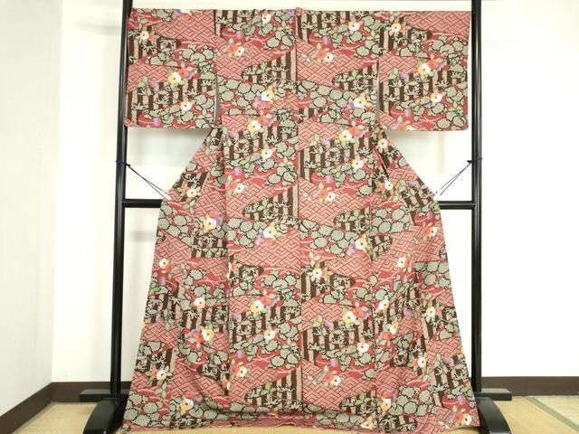 美品 夏着物 正絹 絽“ふわりふわりフクロウと兎、しゃぼん玉遊び”小紋 I-8 美品 夏着物 正絹 絽“ふわりふわりフクロウと兎、しゃぼん玉遊び