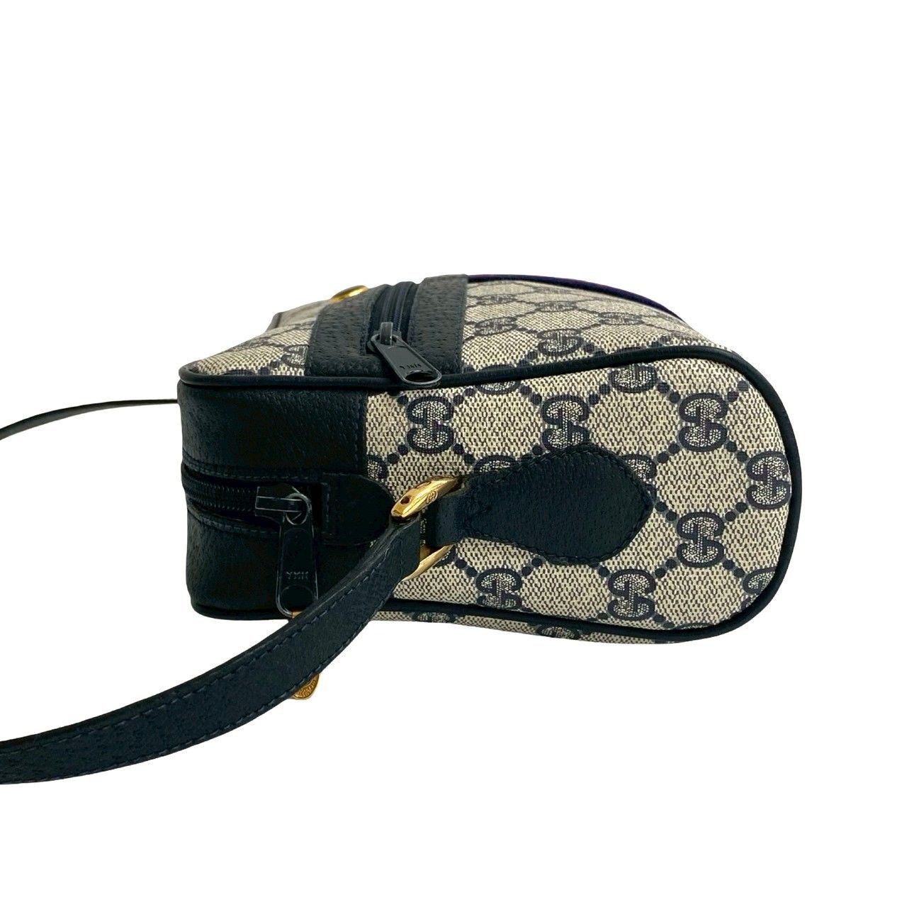 GUCCI グッチ グッチ ヴィンテージ シェリーライン GG ロゴ 金具 レザー ショルダーバッグ ポシェット ネイビー 34542 DECORATOM_COM_BR