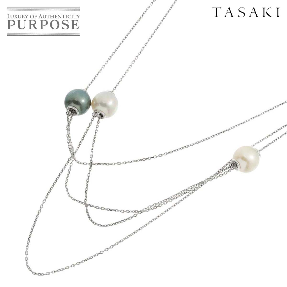 タサキ TASAKI 白蝶真珠 10.3mm 黒蝶真珠 10.0mm ネックレス 65cm K18 