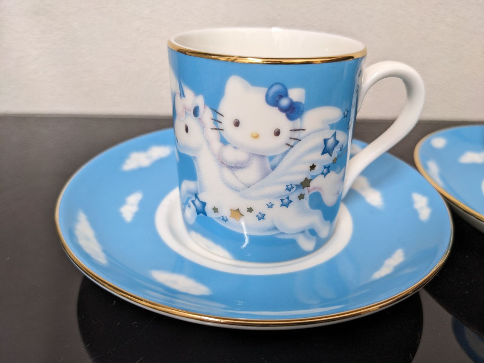 HELLO KITTY◇未使用 ハローキティ デミタスカップ＆ソーサー 25周年 2 