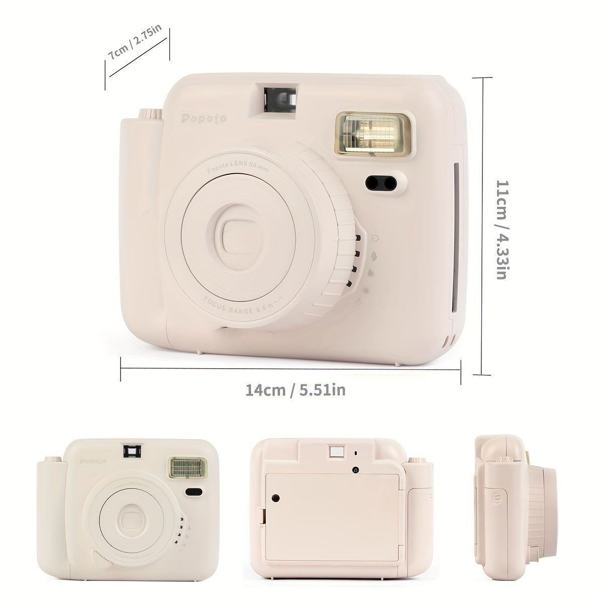 新着商品 ポポト ホワイト インスタントカメラ コンボ - Mini11|12フィルム対応 装飾ステッカー＆布バッグフォトアルバム付き - ギフト アウトドアパーティー＆結婚式に最適 AA電池は含まれません VXp