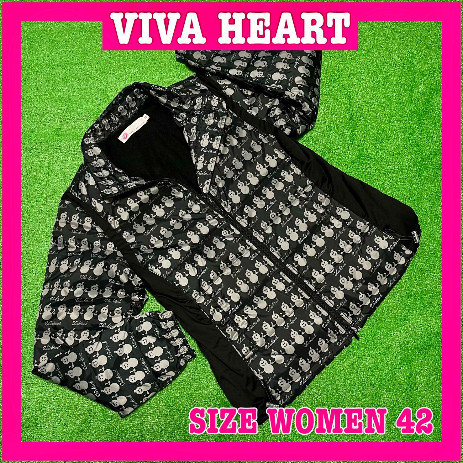 VIVA HEART ビバハート 総柄 裏起毛 ゴルフ ダウンジャケット 42