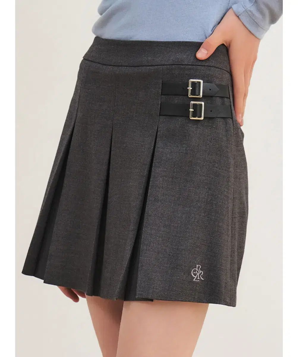 シティーブリーズ ウール プリーツ ミニ スカート グレー