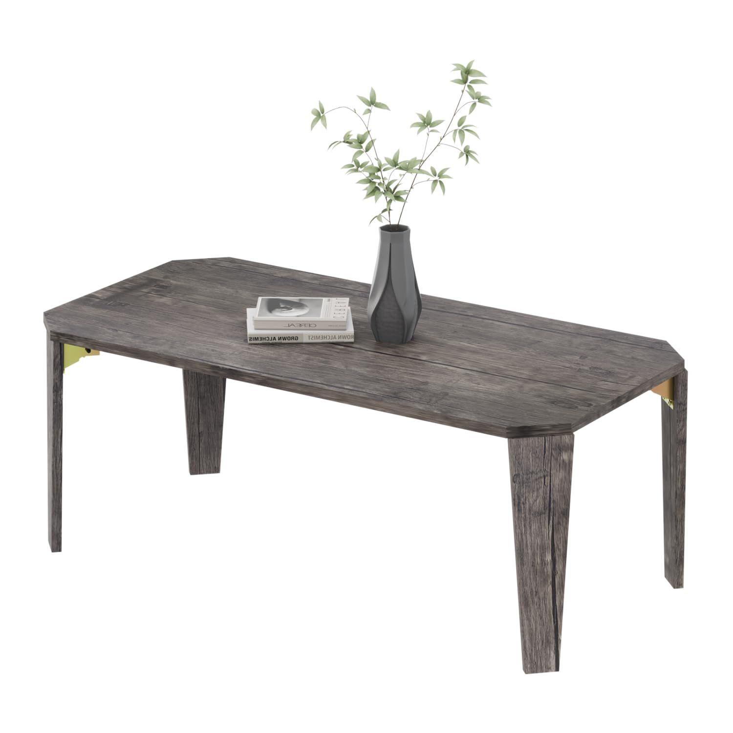 XINYF センターテーブル ローテーブル 折りたたみ ミニテーブル 座卓テーブル 折れ脚リビングテーブル 丸角 ソファテーブル 収納便利 幅90奥行き45高さ33cm グレー