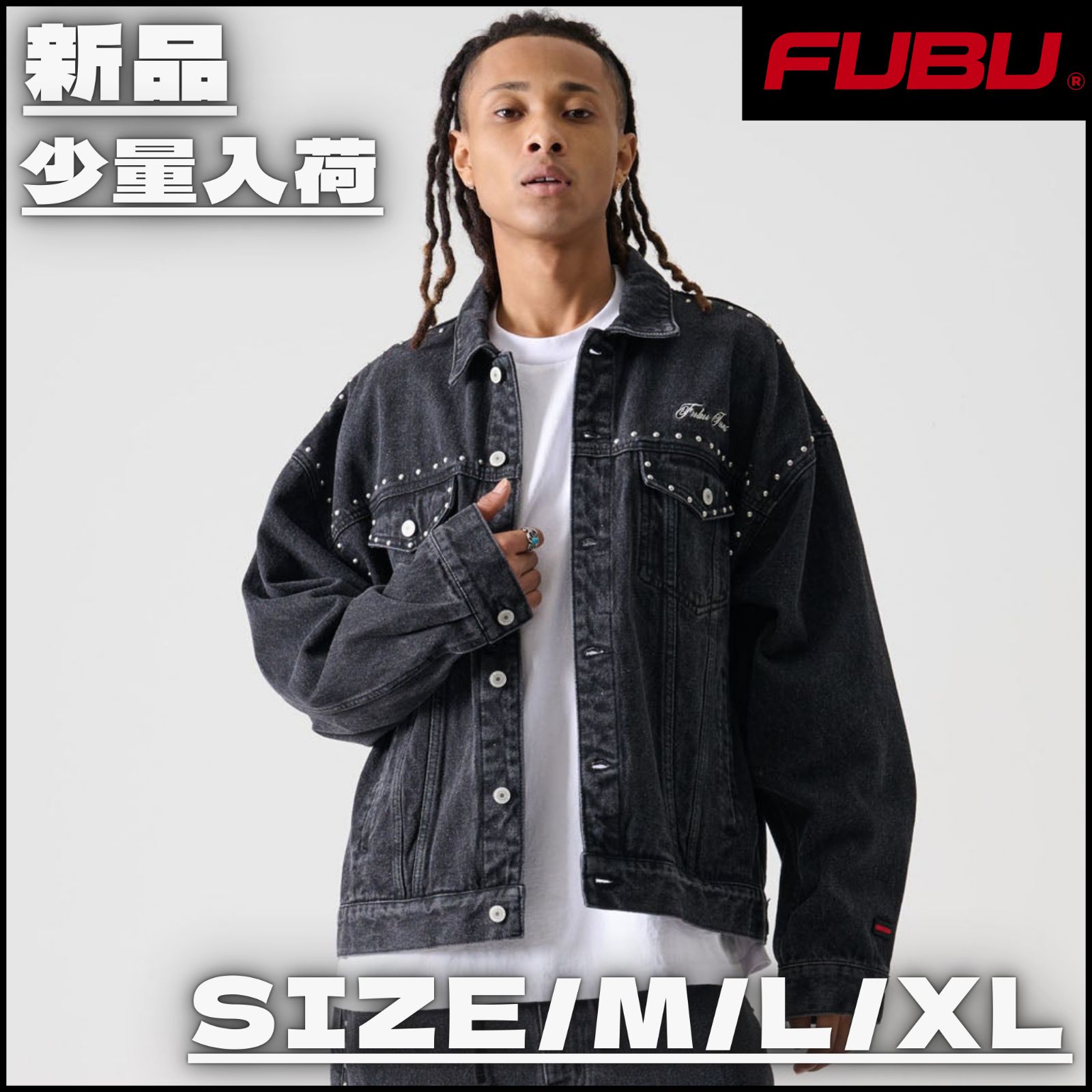 新作】【FUBU／フブ・STUDS DENIM JACKET（ブラック）】ストリート 