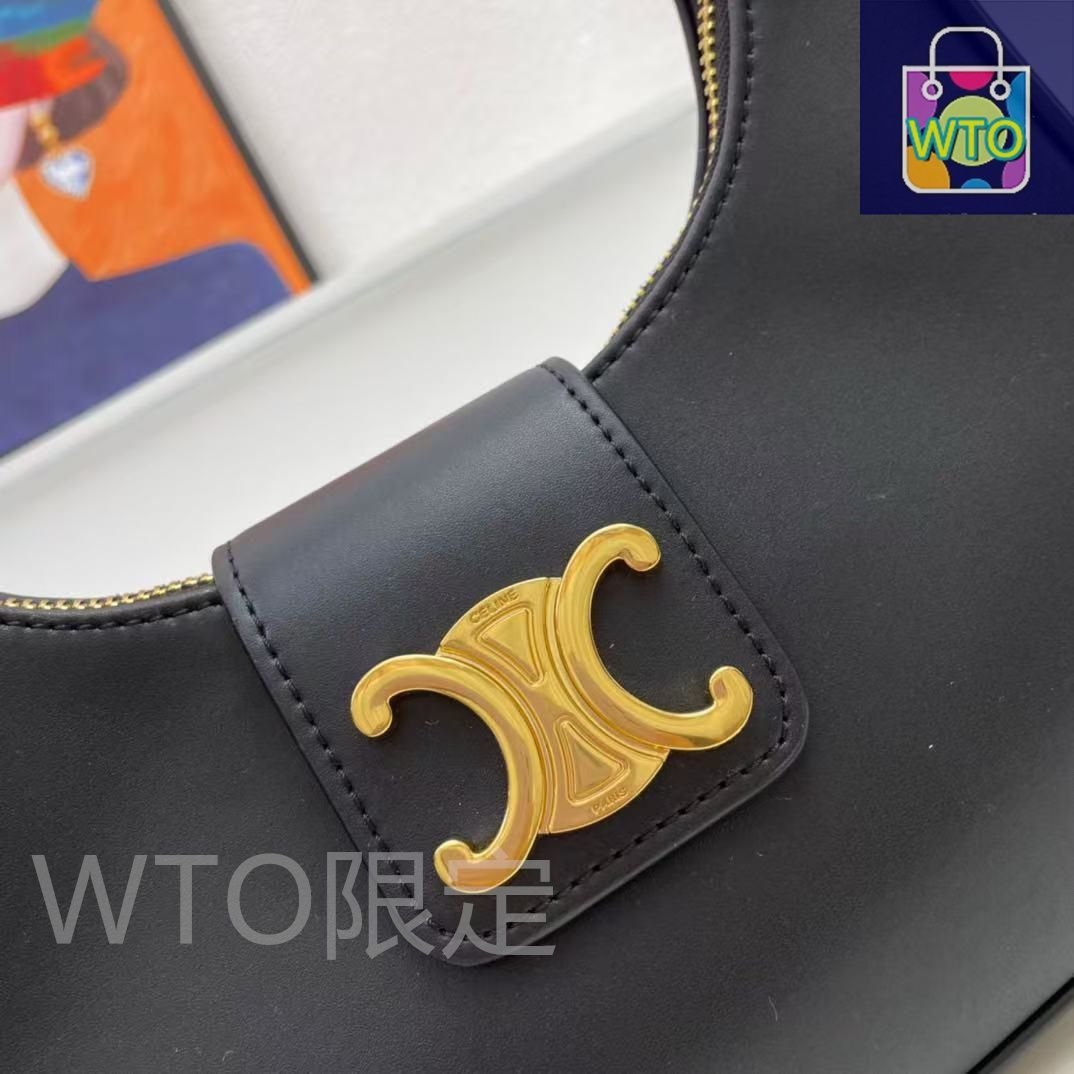 CELINE AVA トリオンフ ショルダーバッグ ブラック CELINE】AVA トリオンフ スムースカーフスキン バッグ (CELINE