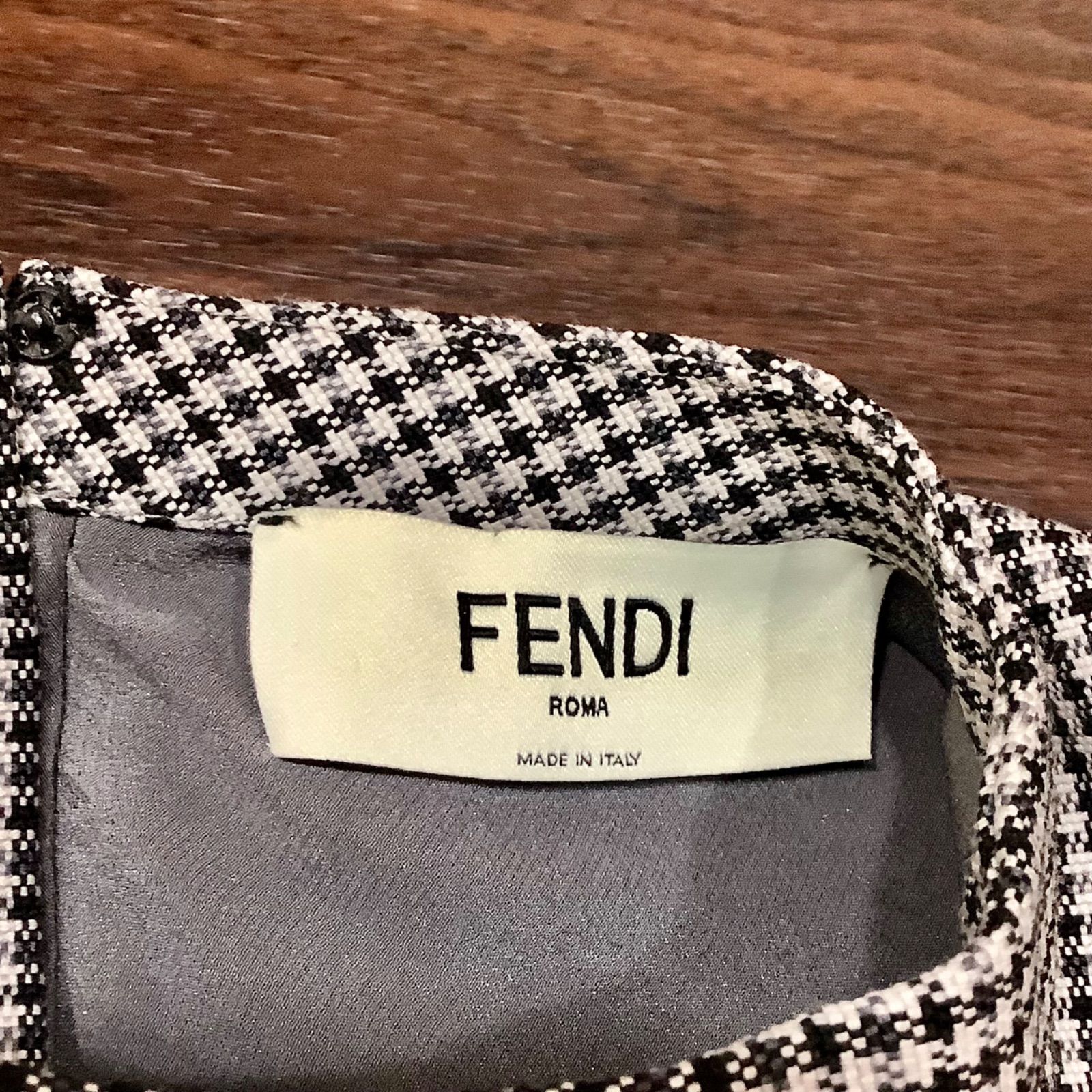 22AW フェンディ FENDI FFバックル ベルト ワンピース 千鳥格子