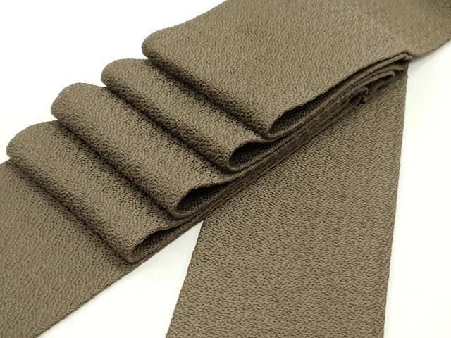 平和屋着物●男性 角帯 霞文 黒茶色 正絹 DAAY0052ob