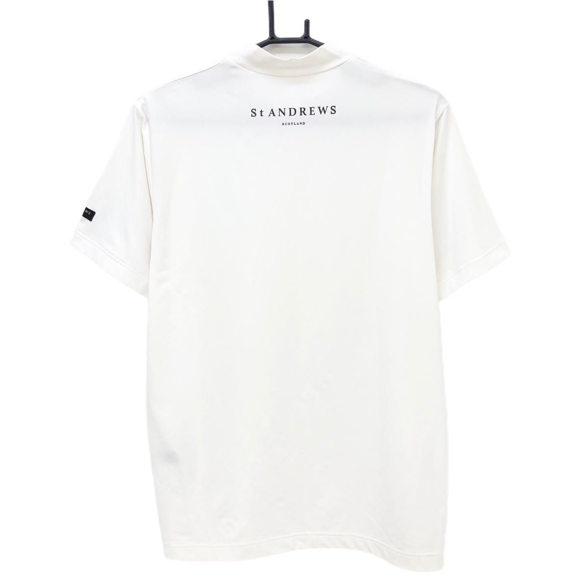 超美品】セントアンドリュース 半袖ハイネックシャツ 白 ロゴプリント