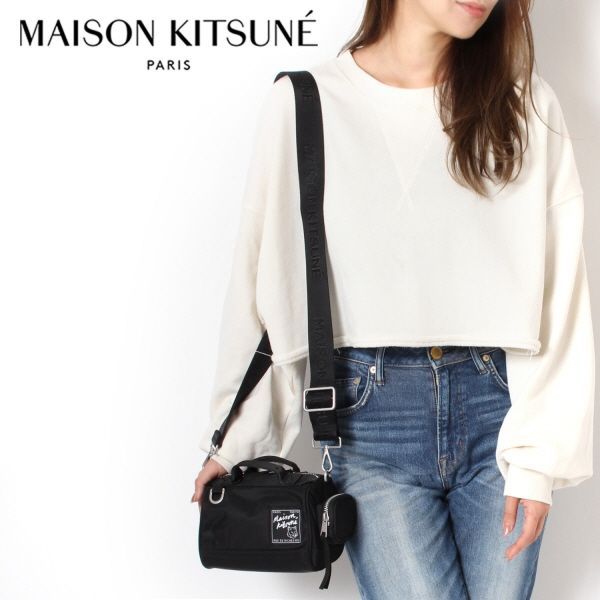 メゾン キツネ MAISON KITSUNE  ユニセックス ナイロン ショルダーバッグ ダッフル【BLACK】 LW05167WQ1001  BLACK/【2023-24AW】l-bag