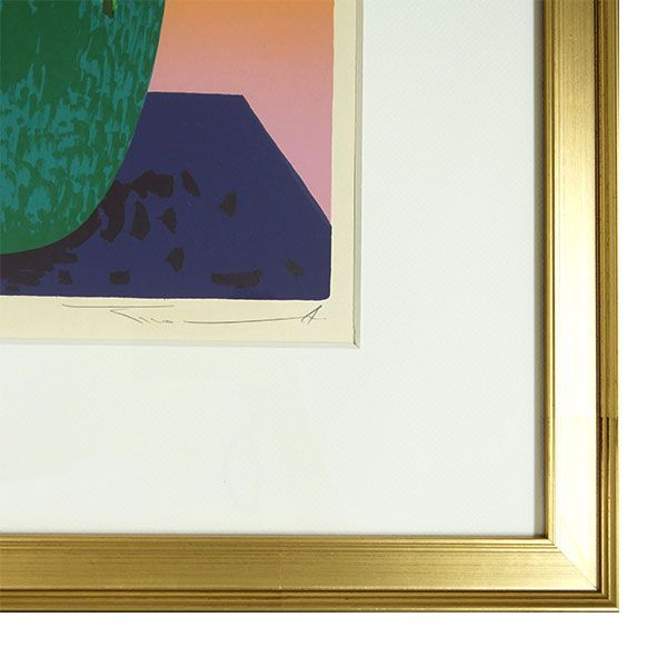 版画 本間武男 「バラ V」 シルクスクリーン 額入り 静物画 直筆サイン