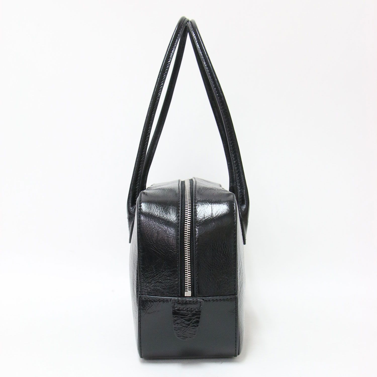 レディース 【美品】MAISON CANAU ブラックレザーハンドバッグ