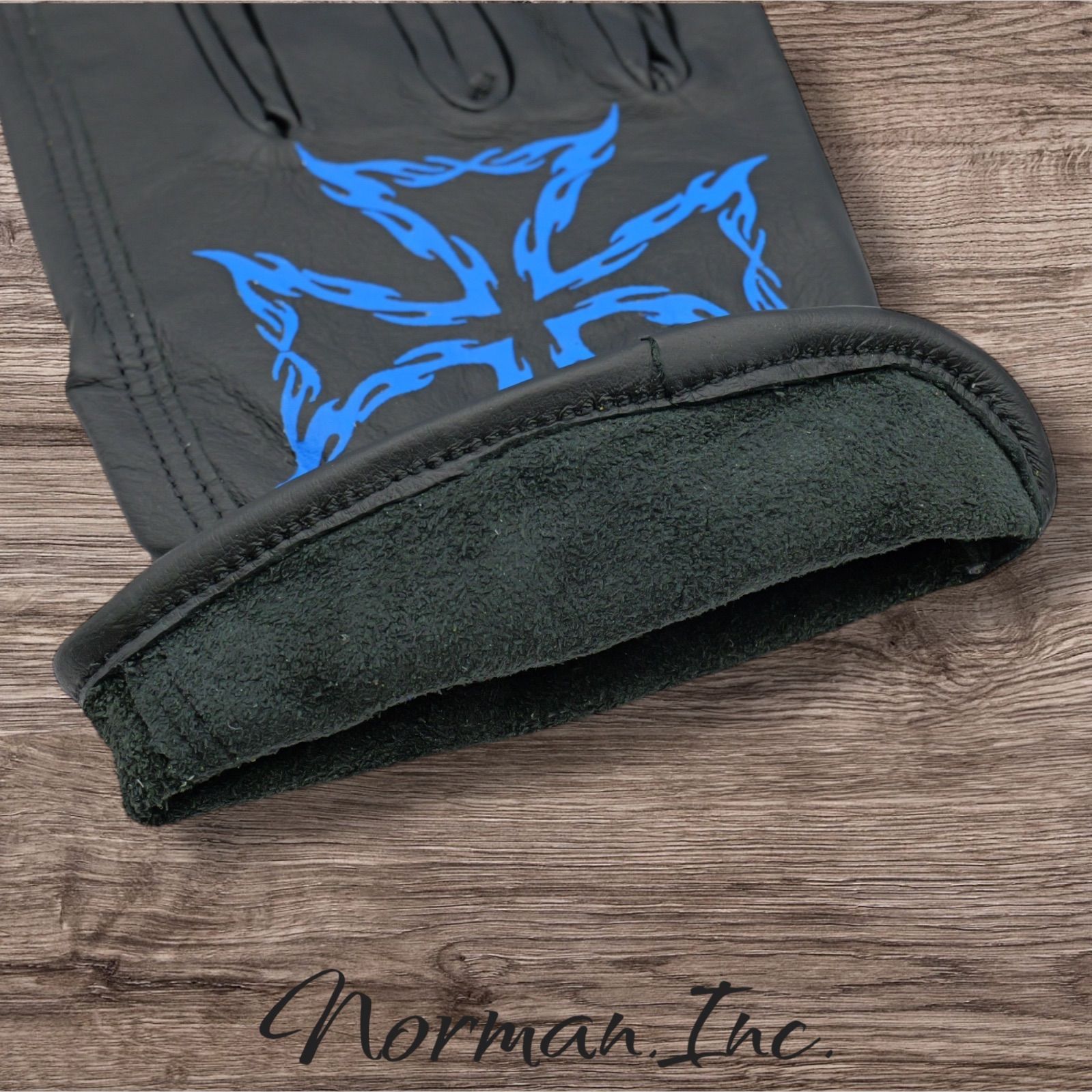 牛革 レザーグローブ アイアンクロス ブラック 黒 アメリカン バイク