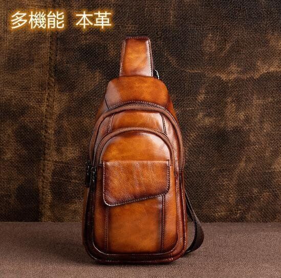 実用◇メンズバッグ 牛革 ボディバッグ 本革 登山旅行