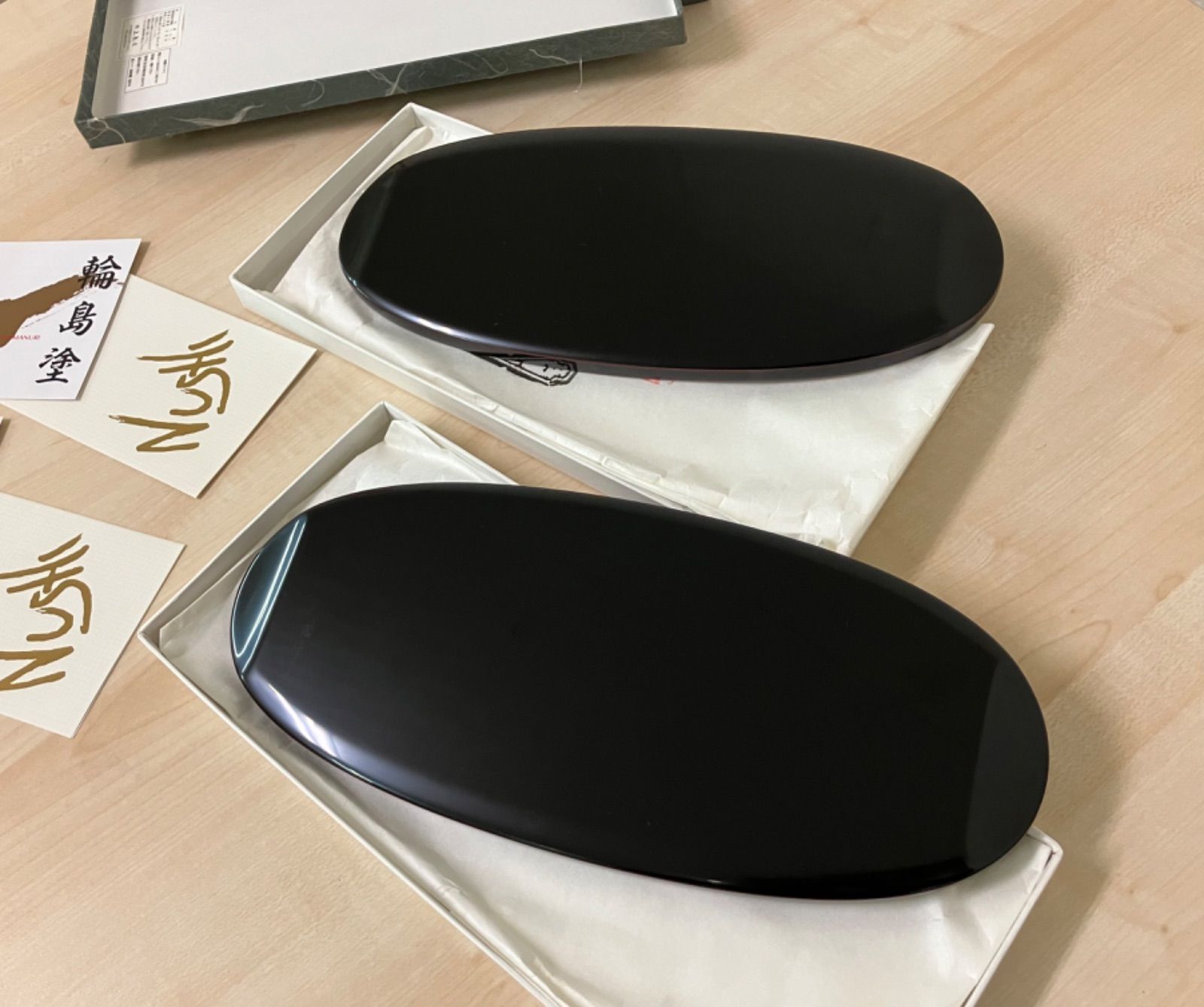 専用【輪島塗 五島屋謹製 兼用皿×2客】布着本堅地 溜呂塗 沈黒