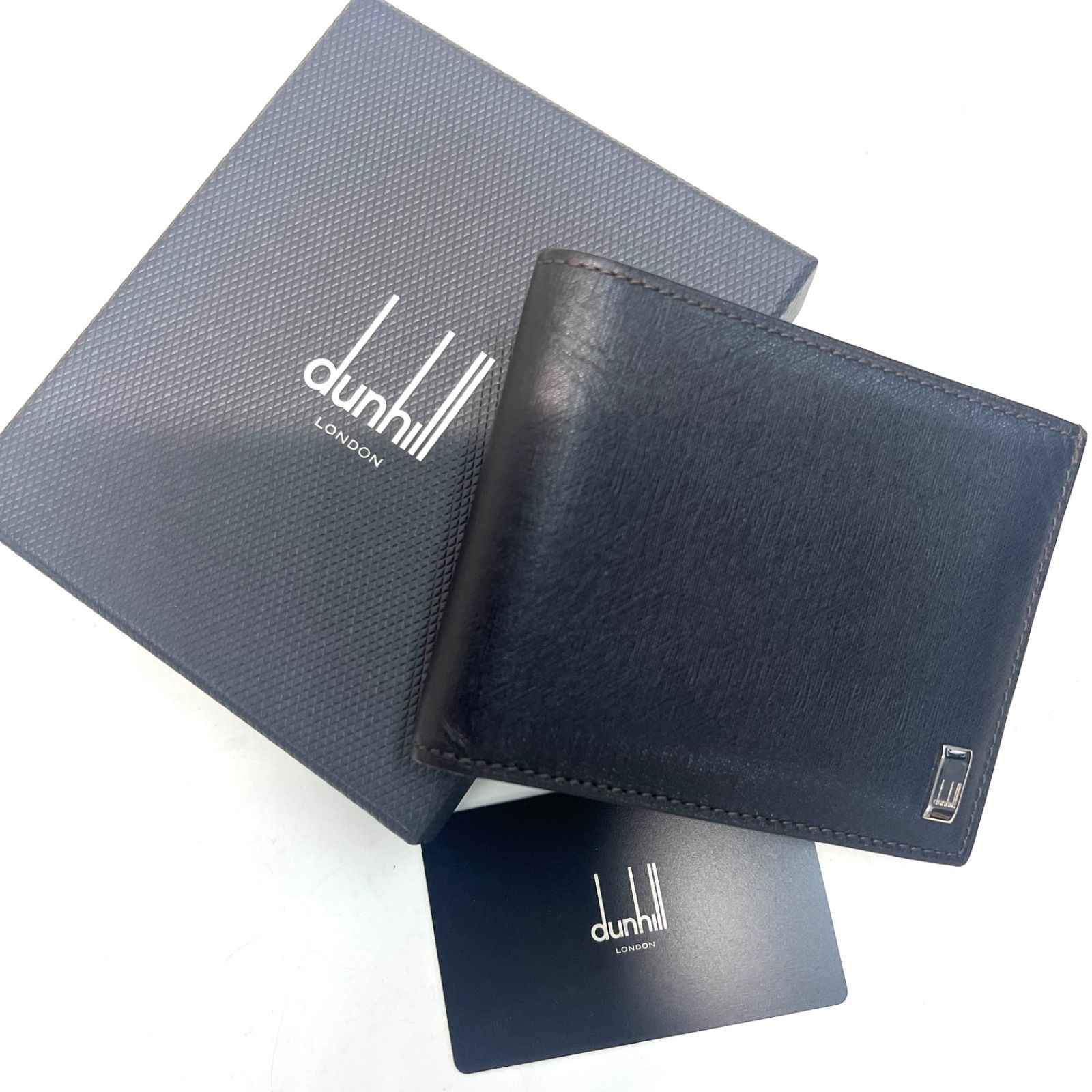 未使保管品】dunhill ダンヒル 折り財布 二つ折り ダークブラウン
