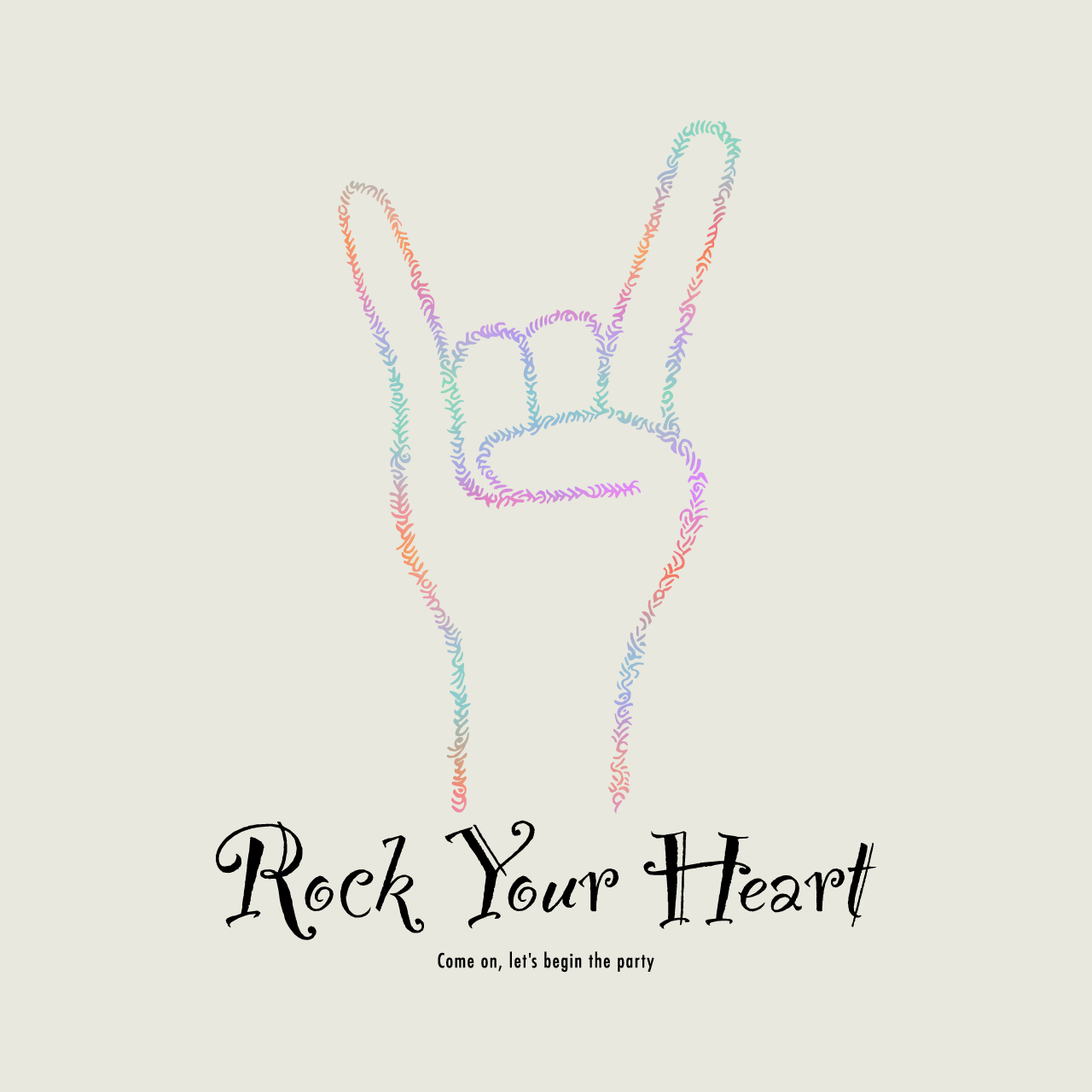 グラフィックTシャツ　Rock Your Heart Color