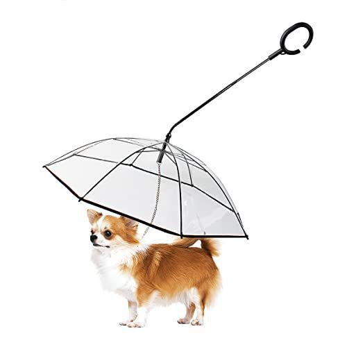 2Cハンドル Enjoying 犬用傘 梅雨対応 雨具 無地 大判 小型犬 犬 傘 散歩 防雨防雪 C字型持ち手 金属チェーンでリード 調整なペット用 傘