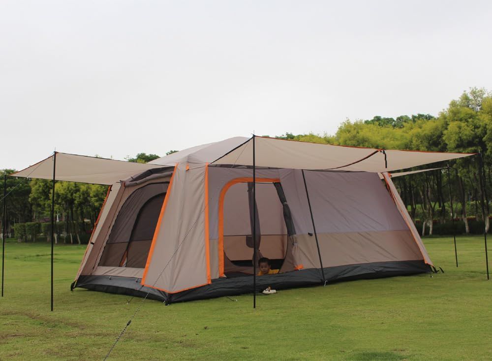 新着商品 防雨 日よけ 快適な居心地 家族連れ 友達多人用 4-6人|8-12人用 二重構造 前室付き リビング ２ルーム付き アウトドア キャンプ Outdoor フルクローズ 大型 Fengzel キャノピーテント HRDEVELOPMENT_JP