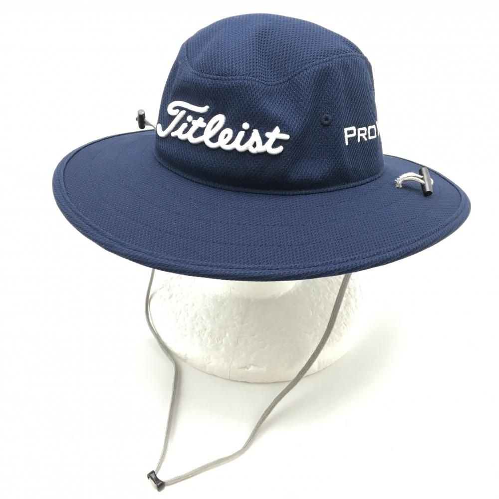 【超美品】タイトリスト ハット ネイビー×白 ロゴ刺しゅう フリー(57-59cm)  ゴルフウェア TITLEIST