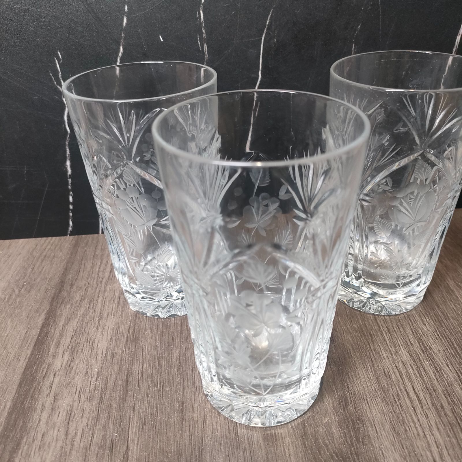 10 クリスタル グラス 3個セット カッティング アンティーク DRESDEN KRISTALL ドレスデン クリスタル カットグラス 切子 食器 ガラス バカラ ボヘミア コップ