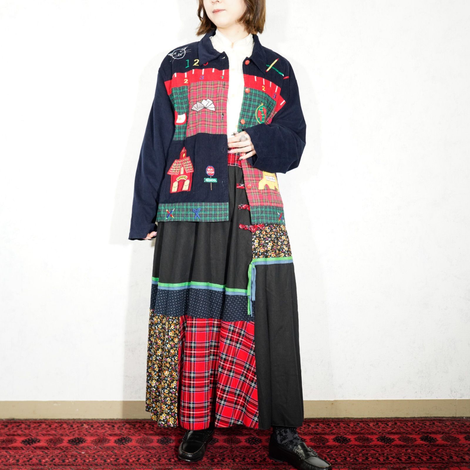 USA VINTAGE DRESS BARN EMBROIDERY PATCHWORK DESIGN COTTON JACKET 