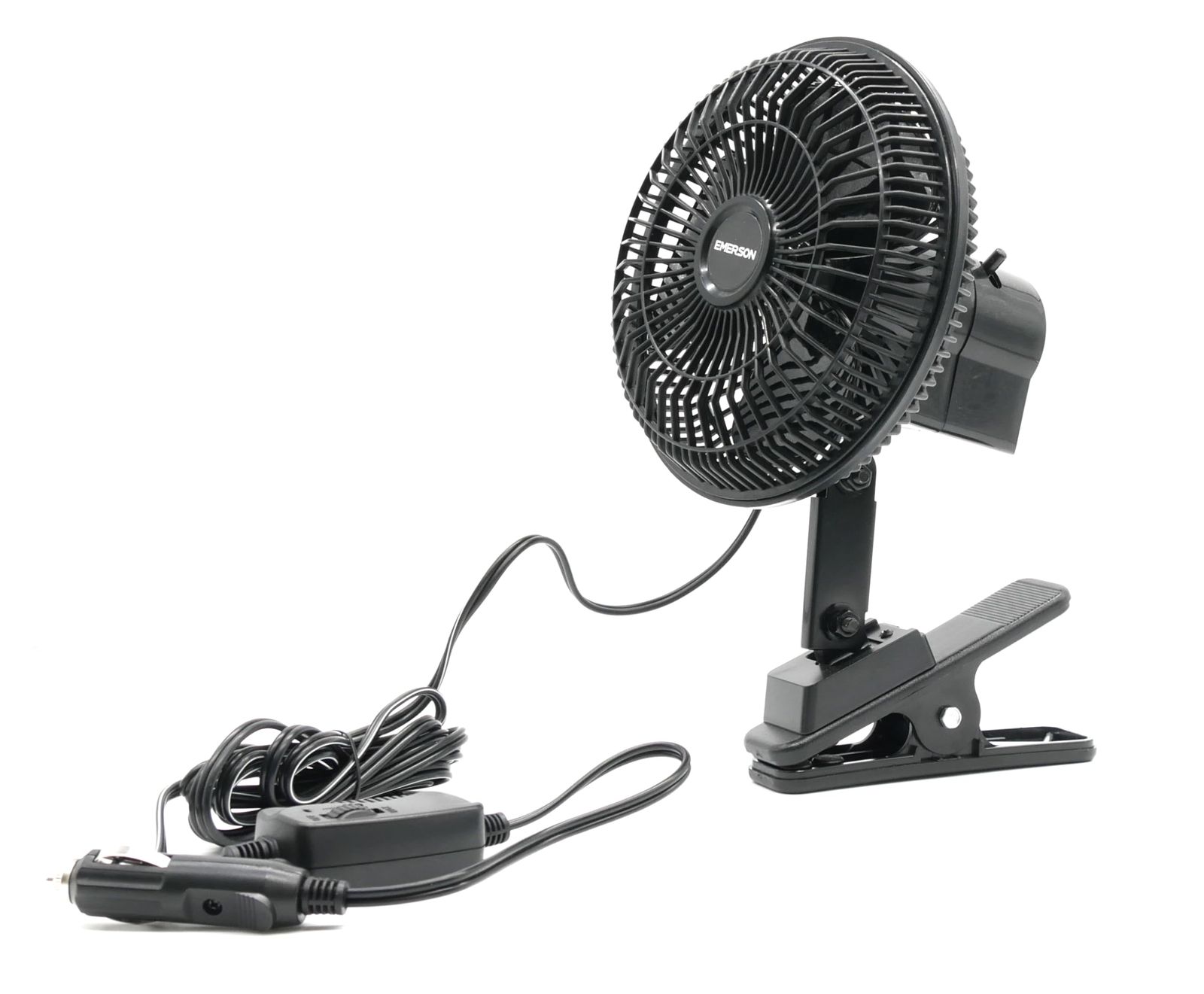 エマーソン(Emerson) 車内用扇風機 オールシーズン使えるクルマの扇風機 DC12V 昭和レトロ調 無段階変速の風量スイッチでお好みの風量に 手元で操作しやすい電源側にコントローラーを配置 首