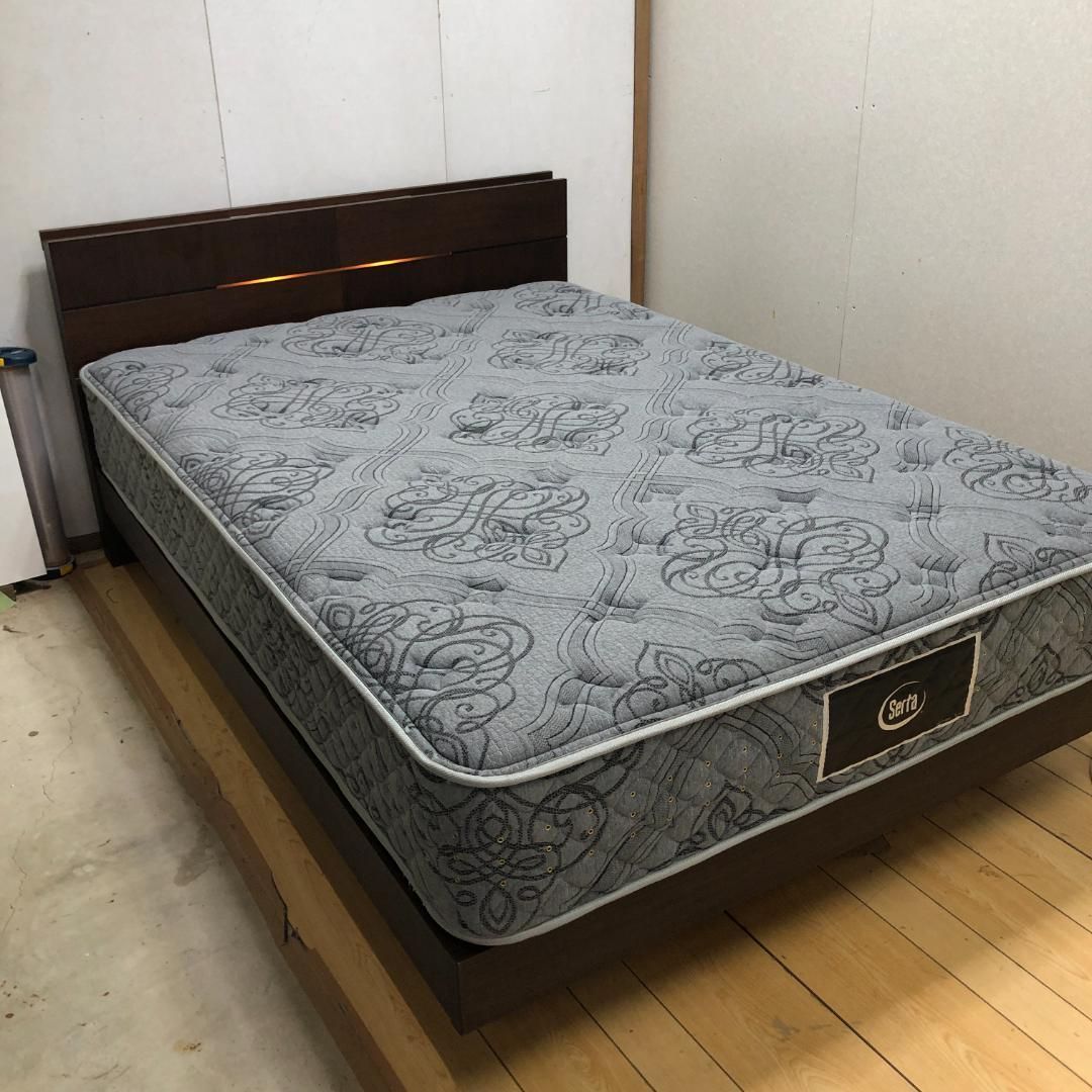 dream bed マットレス　ダブルサイズ 超美品 サータ × ドリームベッド ダブルベッド 照明付きフレーム