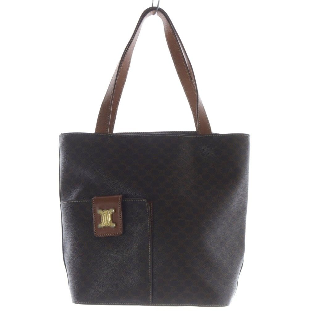 セリーヌ CELINE ヴィンテージ オールド マカダム トリオンフ バケツ トートバッグ ハンドバッグ 茶色