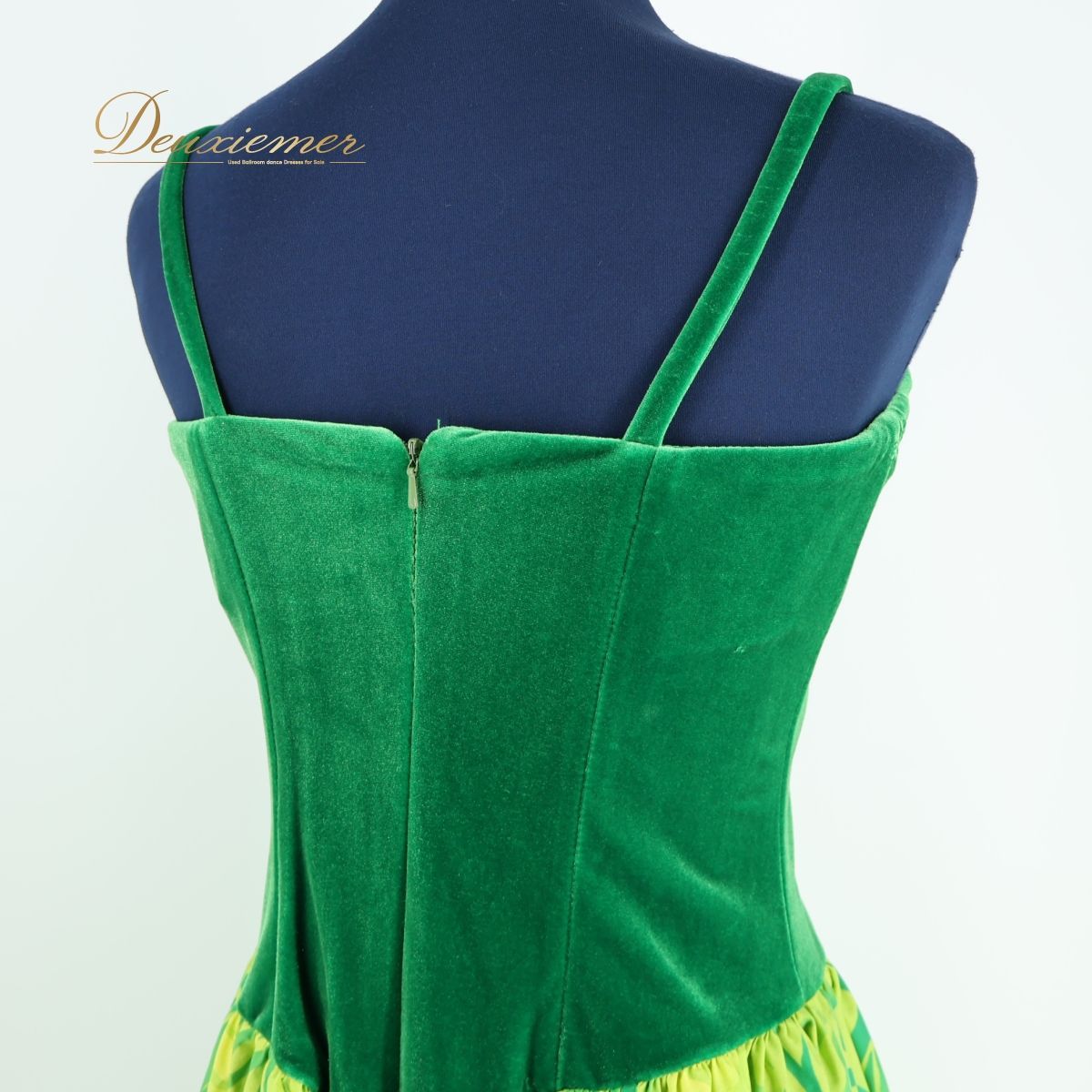 美品】ui no! ベロア ハワイ製 フラダンス衣装 ロングワンピース 緑系