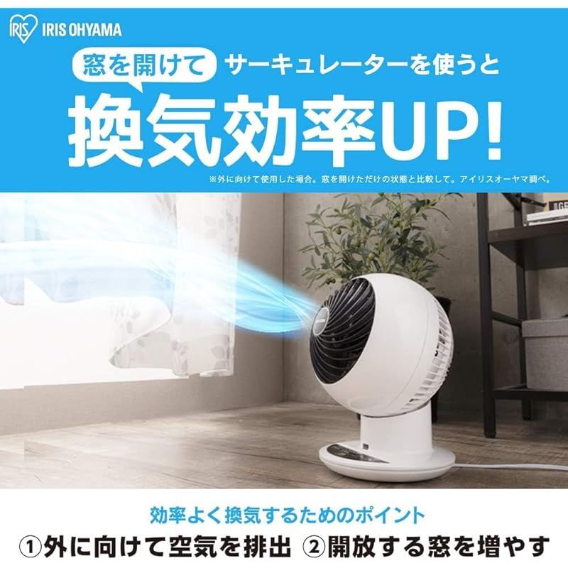 アイリスオーヤマ サーキュレーター 8畳 静音 上下左右首振り パワフル送風 リモコン付き タイマー機能付き ホワイト PCF-C15T 1