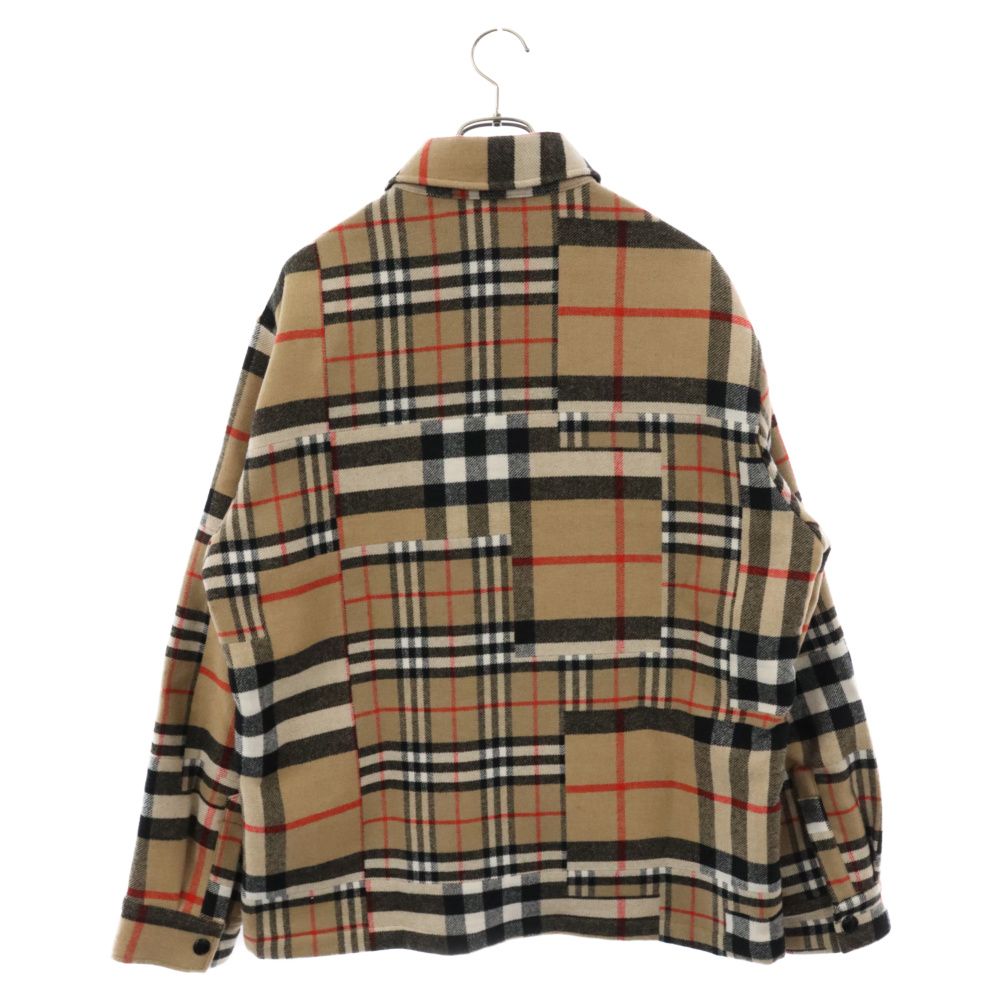 BURBERRY (バーバリー) 22SS CATERHAM BLOCK SHIRT 8044216 パッチワーク ブロックチェック 長袖 ウールシャツジャケット  ベージュ - メルカリ