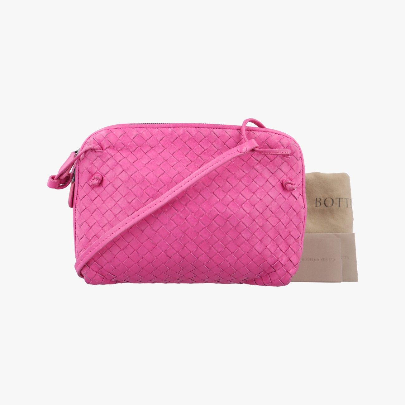 ボッテガヴェネタBottega Venetaノディーニ イントレチャート ローズ レッド ラムスキン B03258561X